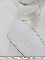 Organza ribbon - white and gold