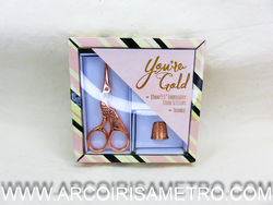 2 PIECE SET - STORK SCISSORS + THIMBLE - ROSE GOLD