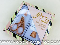 2 PIECE SET - STORK SCISSORS + THIMBLE - ROSE GOLD