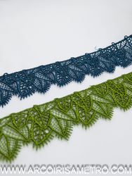 LEAF LACE GUIPUR - BLUE AND GREEN 