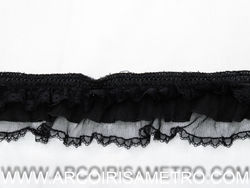 Lace with ruffles - black