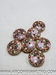 Wooden buttons with flowers - 18mm