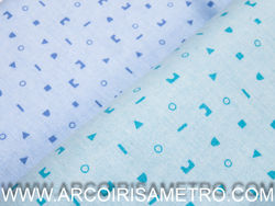 Blue sheeting with geometric forms 