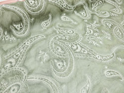 Embroidered organza - leaf green