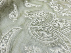 Embroidered organza - leaf green