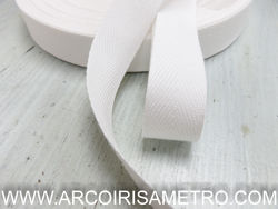 HERRINGBONE COTTON RIBBON - WHITE  - 20MM