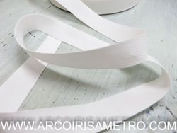 HERRINGBONE COTTON RIBBON - WHITE  - 20MM