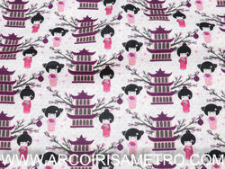 FABRICART - KOKESHIS ON THE BRIDGE 