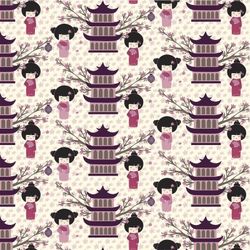 FABRICART - KOKESHIS ON THE BRIDGE 