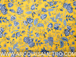 Alcobaça chita - Blue and yellow