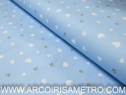 Cotton twill - hearts and stars - blue