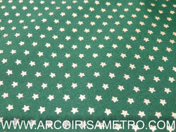 XMAS FABRIC - GOLDEN STARS ON GREEN