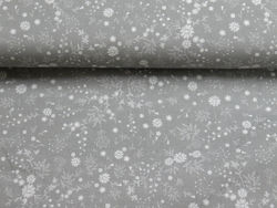 INDIGO FABRIC - Flowers on grey