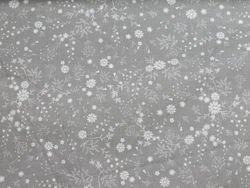 INDIGO FABRIC - Flowers on grey