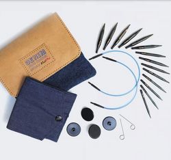 KnitPro - Conjunto de agulhas intercambiáveis - Indigo Wood mini