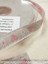 Embroidered tape - Flowers and hearts