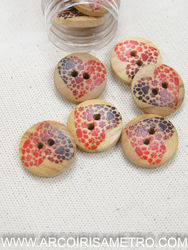 Wooden button - Paw heart - 15mm