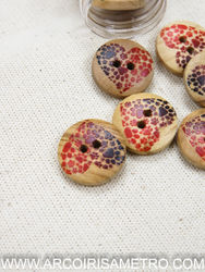 Wooden button - Paw heart - 15mm