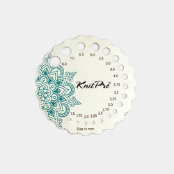 KnitPro - STERLING SILVER PLATED METAL NEEDLE GAUGE