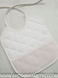 Cross-stitch embroidery bib - BEIGE