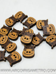 Wooden button - hipoppotamus