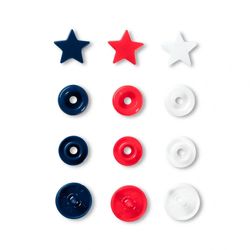 PRYM LOVE - KAM PLASTIC SNAPS - RED, WHITE AND BLUE STARS