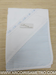 Cotton diaper with aida strip - BLUE STRIPES