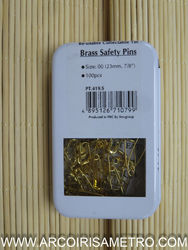 BRASS SAFETY PINS  IN TIN