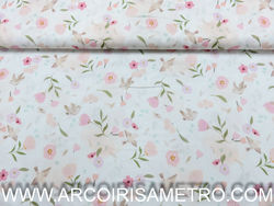 Printed cotton - Birds and flowers