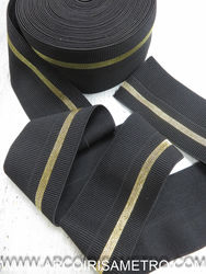 Viés elástico com riscas dourada