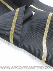 Viés elástico com riscas dourada