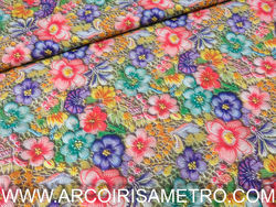 3D crochet flowers fabric