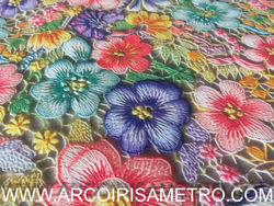3D crochet flowers fabric