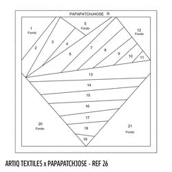 Quadrado para foundation piecing - Coração