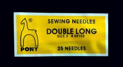 PONY SEWING NEEDLES - DOUBLE LONG -- SIZE 5, 7, AND 9