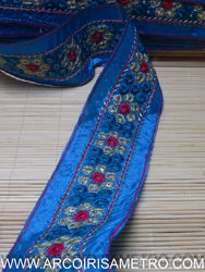 BOHO RIBBON -TURQUOISE RIBBON WITH GOLD FLOWERS