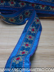 BOHO RIBBON -TURQUOISE RIBBON WITH GOLD FLOWERS