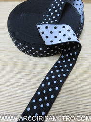 ELASTICO PRETO COM BOLINHAS 40MM