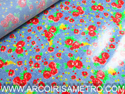 OIL CLOTH - Roses on denim