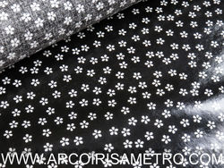 OIL CLOTH - Flowers on black