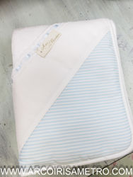 Towel with aida strip - Blue Pin Stripes