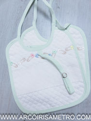 Cross-stitch embroidery bib - SAFETY PINS