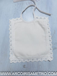 Cross-stitch embroidery bib - BEIGE LACE