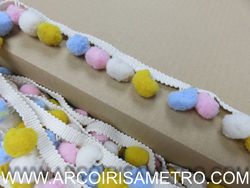 pompons mini CORES - AZUL / ROSA / AMARELO / BRANCO