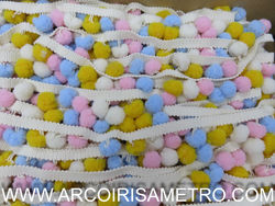 pompons mini CORES - AZUL / ROSA / AMARELO / BRANCO
