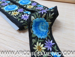 Embroidered Ribbon - BLUE ERoses
