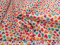 COLORFUL CONFETY HEARTS  FABRIC
