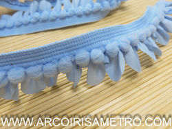 WAVY RUFFLE - WITH POMPONS - BABY BLUE