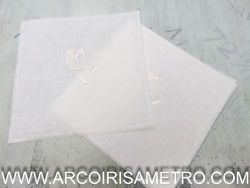 20 CM LINEN SQUARES - LITTLE FLOWERS - FINE LINEN