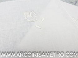 20 CM LINEN SQUARES - LITTLE FLOWERS - FINE LINEN